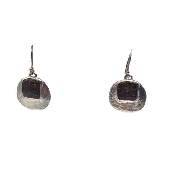 Silpada Hammered Bronzite Dangle Sterling Silver 925 Earrings - Picture 2 of 5